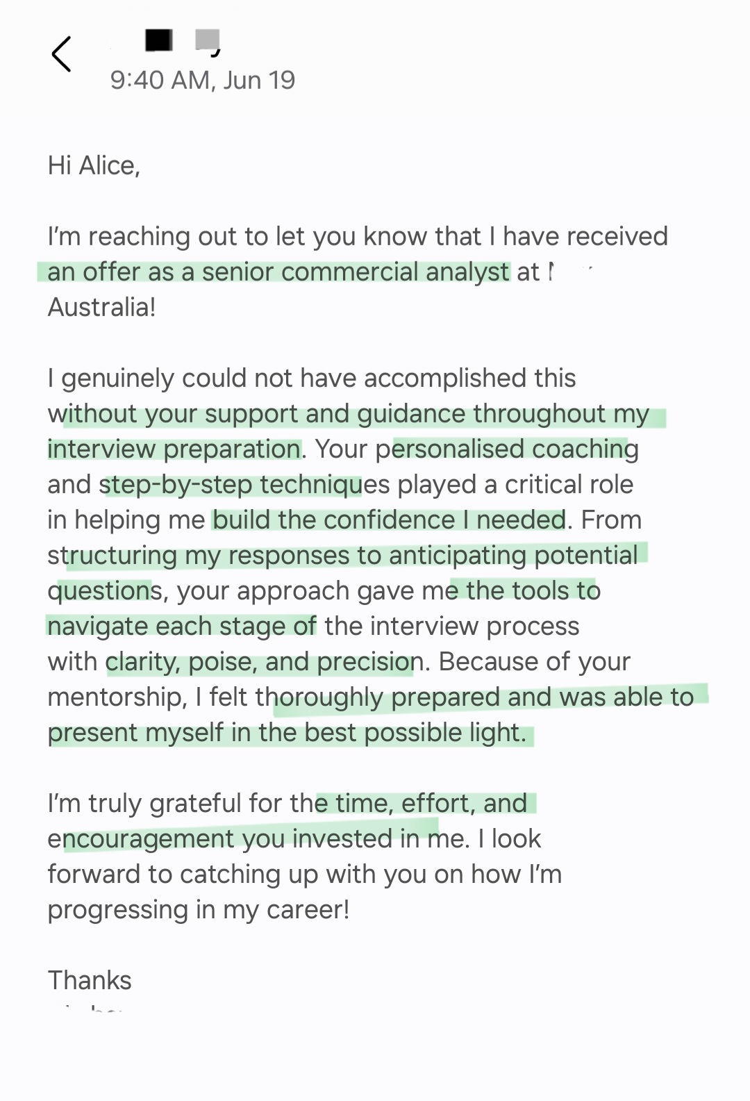 Testimonial from A.B.