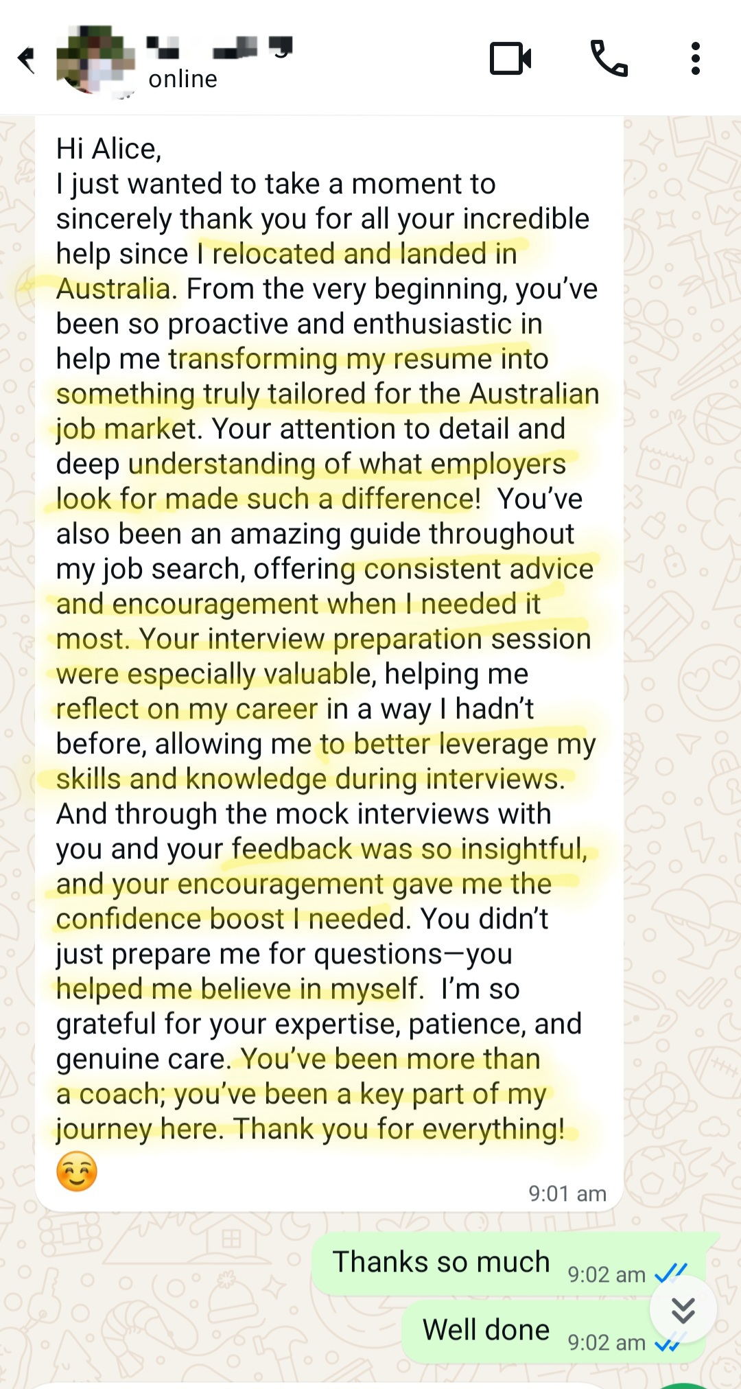 Testimonial from C.W.